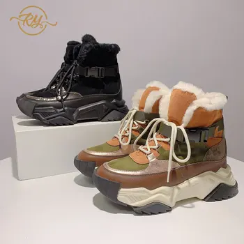 RY-RELAA Eiropas sieviešu kurpes Īstas Ādas apavi, sieviešu apavi vans 2021. gada Rudens un ziemas jauno platformu čības jūra