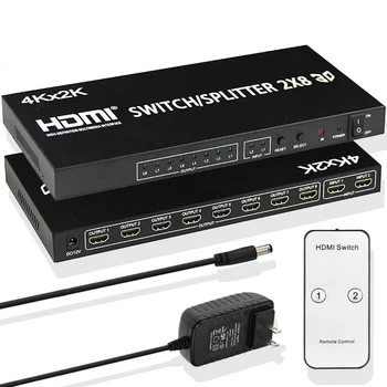 4K HDMI Slēdzis Sadalītāja 2X8 HDMI 2 8 No HDMI Splitter 1 līdz 8 Monitora Ekrāna Displeja par PS4 PS5 Xbox DVD PC Led TV Projektoru