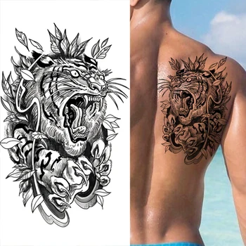 Halloween Rēta Pagaidu Tetovējumiem, Vīrieši, Bērni, Reāli Viltus Tiger Spider Tetovējumu Uzlīmes Unikāls Roku Atpakaļ Noturība Tetovējums DIY