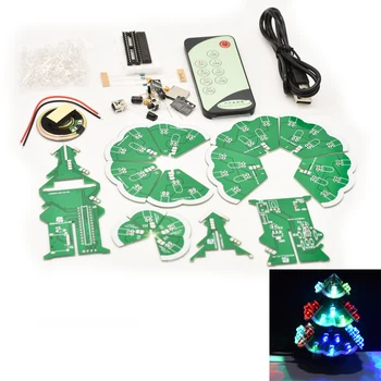 DIY Elektronisko komplekts LED Ziemassvētku Eglīte, kas Mirgo Gaismas Multicolor TF Kartes Ligzda Mūzikas atskaņošanai shēmu lodēšanas mācību Projektu