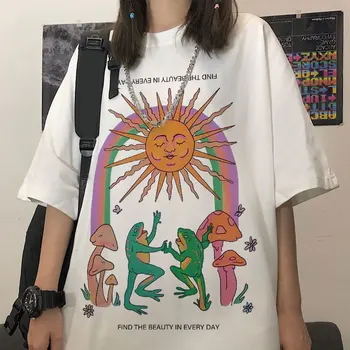 Kawaii Harajuku Varde Iespiests T-Krekls Gudrs Vēstuli Discovery Skaistas Karikatūra T-Krekli Ikdienas Iela Vīriešiem/Sievietēm Pāris Hip Hop Augšu
