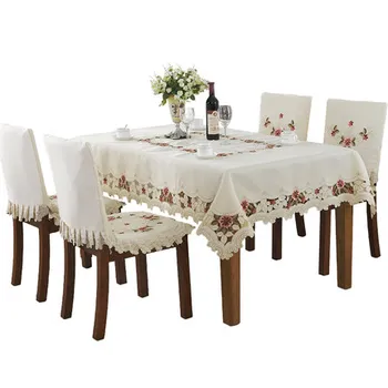 Luksusa izšūti kārtu, galdauts, galda pusdienu galda segtu kāzu galda drānu sabiezēt rose puķu krēsla pārsegs HM218