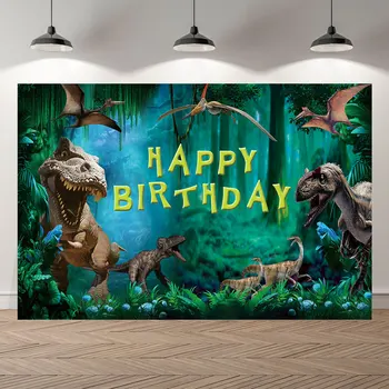 Seekpro Jurassic Park Rainforest Bērnu Dušas, Dzimšanas Dienas Puse Fons Fons Dzīvnieku, Meža Koku Lapas Multfilmas Bērniem Zēns