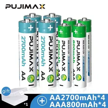 PUJIMAX 2022 Jaunu Universālu 1.2 V AA/AAA Uzlādējamās Akumulatoru Komplekts 8Pcs Vairākus Aizsardzības Nosūtīt Akumulatora Kaste, Lai Lukturīti Rotaļlietas