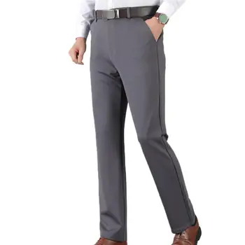 Slim Vīriešu Uzvalku Bikses tīrtoņa Krāsu Business Casual Kleitu, Bikses ar Augstu Vidukli Bieza Oficiālu Vīriešu Bikses Darbu