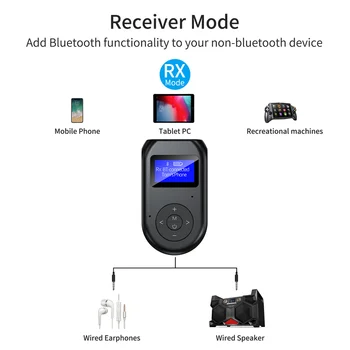 3 in 1 Bluetooth saderīgu 5.0 Raidītājs un Uztvērējs Bezvadu Bluetooth-savietojams Adapteris ar Ekrānu Zema Latentuma