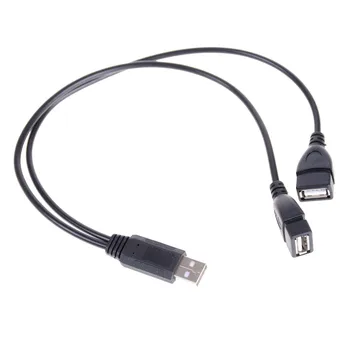 Melns Y Sadalītāja USB Uzlādes Strāvas Kabeļa Vadu pagarinātāja Kabelis USB 2.0 A 1 vīrietis 2 Dual USB Sieviete Datu centra Jauda Pielāgot