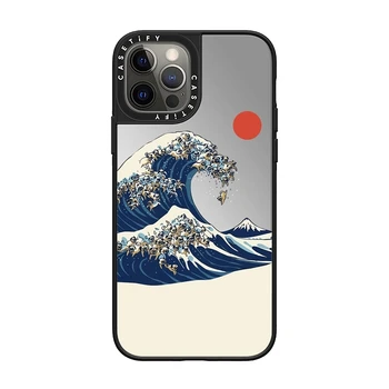 Cute Planet Modelis Dekorācijas Jūras Viļņi, Spogulis, Telefons, Gadījumā, iPhone 12 13 Mini 11 Pro Max 12Pro 13Pro XS Max X XR 7 8 Plus Vāciņu