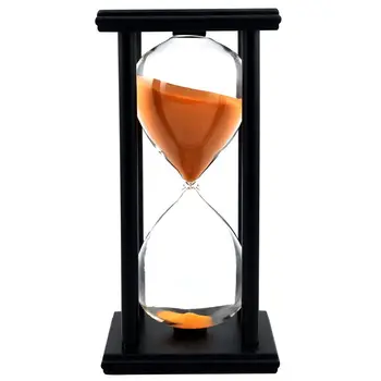 Krāsas! 60 min Koka Smilšu Sandglass smilšu pulkstenis Taimeris Pulkstenis Dekoru Unikālu Dāvanu Tips:60 min Melnu Rāmi Apelsīnu Smilšu CNIM Karstā