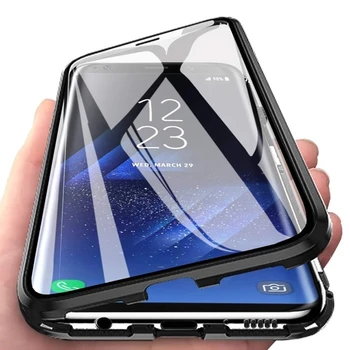 360 Magnētisko Tālrunis Case For Samsung Galaxy Note 20 S10E 10 8 9 S8 S9 S10 Ultra Lite Pro Plus 5G Triecienizturīgs HD Dubultā Stikla Vāks