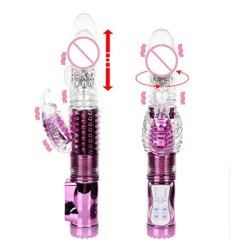 Dubulta Vibrācijas Zizli Tauriņš Vibrators Seksa Rotaļlietas, Teleskopiskie Rotējošām Pērlītēm Stieņi Dildo USB Uzlādējams, Vibratori Sievietēm