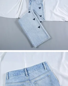 Kpop Korejas Slavenību Augsta Vidukļa Džinsus Sieviešu Plaša Kāju Džinsa Bikses Zilā Streetwear Vintage 2022 Modes Zaudēt Taisnas Bikses