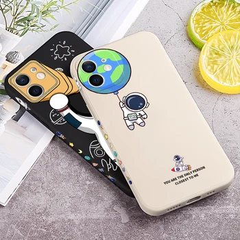 Astronauts Modelis Phone Gadījumā iPhone13 13 Pro Max 13 Mini 13Pro 13 Segt Šķidro Silīcija Soft Cover Case For iPhone 13 Pro Max