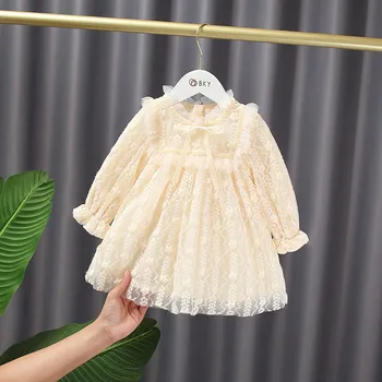 Ir 2021. Rudens Meitenes Kleita Baby girl apģērbs ziemas Puse Kleita Meitenei Dzimšanas dienā Mežģīņu Kleitu Uz Kāzu Ceremoniju Meiteņu Drēbes