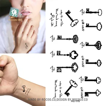 Body Art ūdensnecaurlaidīgus pagaidu tetovējumiem grāmatas par vīriešiem un sievietēm, Dzimuma vienkāršu melnu taustiņu dizains mazu tetovējumu uzlīmes HC1170