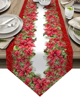 Ziemassvētku Poinsettia Ziedu Galda Stīgas, Kāzu Dekorēšana Galda Segums Ziemassvētku Rotājumi Mājās galdautu