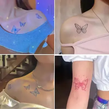 15pcs/nosaka Pagaidu Tetovējumu Uzlīmes Tauriņš Tatouage Temporaire Femme Viltus Tetovējums Sievietei Rokās Roku Delnas Body Art Ūdensizturīgs
