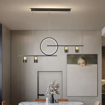 Black Led Pendant Gaismas Restorāns Ēdamistaba Dzīvojamā Virtuves Lampas Modernās Apturēšanu Gaismeklis, 4 Rokas Mājās hanglamp Apgaismojums