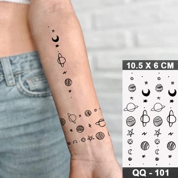Ūdensnecaurlaidīgus Pagaidu Tetovējumu Uzlīmes Astronauts Cute Mini Planētas Planētas Tetovējums, Roku, Roku, Vīrietis, Sieviete, Bērns Tetovējumiem Pārvedami Māksla