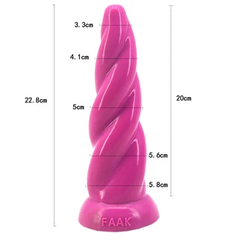 FAAK 22.8x5.8cm Mīksta Sajūta, Skrūves Dildo Medicīniskā Silikona Dzimumlocekļa ar piesūcekni Seksa Rotaļlietas, lai Sieviete Masturbācija Seksa Produkti