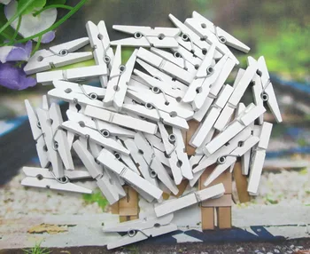50gab 9x25mm Balta Mini Krāsu Nelielu Koka Klipus Rotājumi, Papīrs, Foto Atsperu skavas, Par Ziņu Kartes, Sadzīves