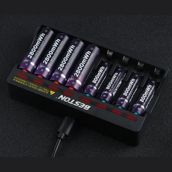 Jaunu on 8 Slots Ātri Smart Saprātīga Litija Akumulatoru Lādētājs 1,5 V AA AAA Uzlādējamās Baterijas Ātro Lādētāju
