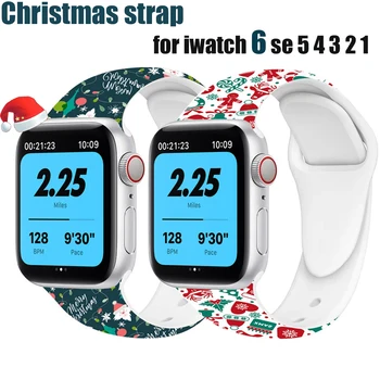 Ziemassvētku siksnu Apple skatīties 6 joslas 44mm 40mm 42mm 38mm Silikona jostas watchband Sporta aproce iWatch sērija 6 5 4 3 SE 42 mm