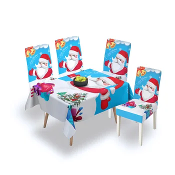 Elastīga Ziemassvētku Galdauts Krēslu Vāciņu komplekts Galdauts Virtuves Galda Dekori Ziemassvētku Vecīša Galda Segums Ūdensizturīgs Mājas Tekstila karstā