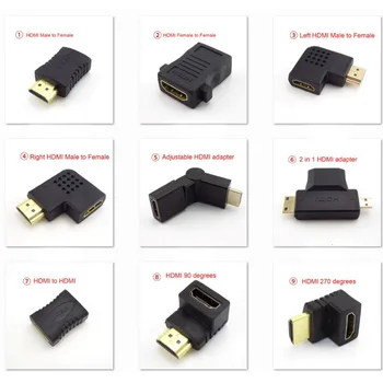 2 in 1 HDMI saderīgas Pieslēgvietas Sieviešu un Vīriešu Converter Mini Mikro Adapteris Extender Cable Klēpjdatoru 1080P HDTV 90 180 270 Grādu