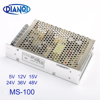 MS-100-12 MS-100-24 MS-100-15 pārslēdzama strāvas padeve MS-100w 5v, 12v 15v 24v 36v 48v mini din izmērs led ac dc pārveidotājs
