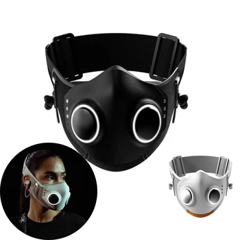 High-tech Steampunk Halloween Masku Dubultā Vārstu LED Gaismas Masque Bluetooth Austiņas Smart Maska Āra Riteņbraukšanas Sporta Maska