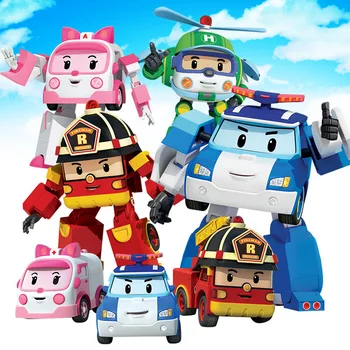 6pcs/Set Silverlit Robocar Korejas Poli Robots Transformācijas Rotaļlietas Anime Rīcības Attēls Poli Rotaļlietas Bērniem Playmobil Juguetes