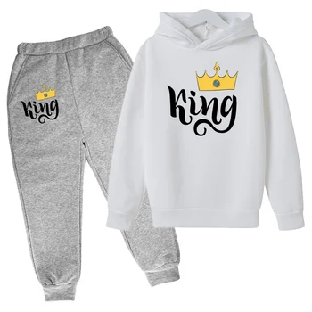 Kronis Karalis, Karaliene, Princese Drēbes Karikatūra Hoodi Bērnu Apģērbs Zēniem Pelēkā Vārna Rudens Meitenes Bērniem Dāvanu Sporta Krekls Ikdienas Tērpu