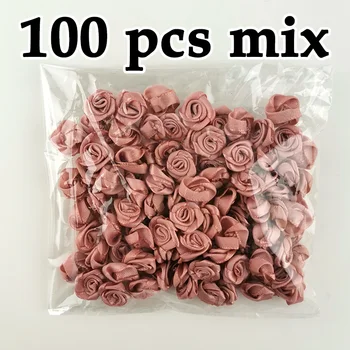(100 Gab/iepak) 10*10mm Mini Svaigu Rozā Lente Ziedi Maza Izmēra Satīna Lenti Mākslīgo Ziedu Laivas Svinīgā Partijas Apdare