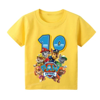 Ķepa Patruļas Grafiskais T Krekli Toddler Zēnu Drēbes Cute Kids T-krekls Zēniem Vasaras Modes Topi Digitālo laimes Dzimšanas dienā, Ziemassvētku Tees