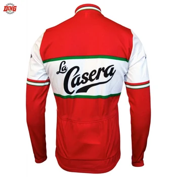 Vīriešu Velo Jersey Garas piedurknes sarkans La Casera classic velo apģērbs velosipēdu valkāt ziemas vilnas vai nav vilnas ropa Ciclismo MTB