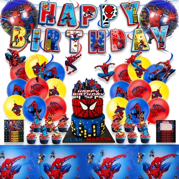 1Set Avengers Zirnekļcilvēka Tēma Lateksa Baloni Dzimšanas dienas Baneri Brīnums Puse Dekori Bērnu Dušas Piederumi Zēns, Mazulis, Rotaļu Globos