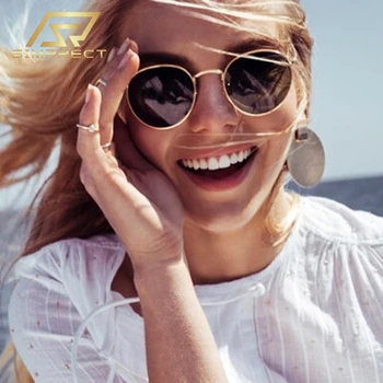 SIMPRECT Polarizētās Saulesbrilles Sieviešu Ir 2021. Luksusa Zīmolu, Dizaineru, Apaļas, Saules Brilles Vīriešu Modes Vintage Spogulis Toņos Sievietēm