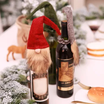 2022. Gadam, Ziemassvētku Sarkanā Vīna Pudele Ietilpst Soma Veļa Santa Claus Šampanieša Pudeles Vāciņu Ziemassvētki Navidad Puse Dekori Pudeles Uzglabāšanas Maiss