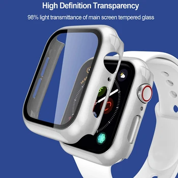 Stikla+Case+Siksna Apple Skatīties joslas 44mm 40mm 38mm 42mm 44 mm Silikona smartwatch watchband aproce iWatch 3 4 5 6 se band