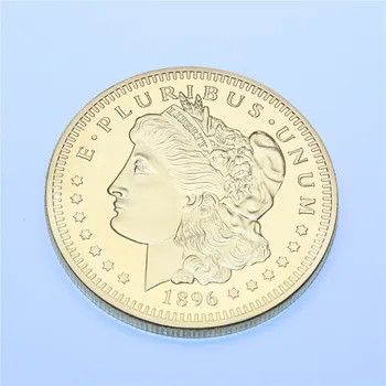 Reti, 1 oz, Amerikas Ērglis Morgan 100 Dzirnavas .24K Zelta Pārklājumu Monēta no 1896，Reprodukcija Filmu aksesuāri