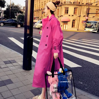 Ir 2021. Pavasara Rudens korejas Modes divrindu Sieviešu Trench Coat Vidēja garuma Ilgi Zaudēt temperaments Britu Stilu, Elegants Mētelis