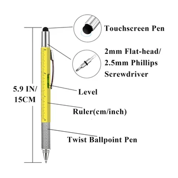 4gab 6 in 1 Multitool Lodīšu Pildspalvas Dāvanu Rīku Pen Multicolor Personalizētu Pildspalvas ar Lineālu Rīku Sīkrīku Pildspalvu Dāvana Vīriešiem