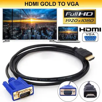 1.8 m HDMI-saderīgam Male VGA Male Vadu HDTV Projektors 1080P Video Adaptera Vadu
