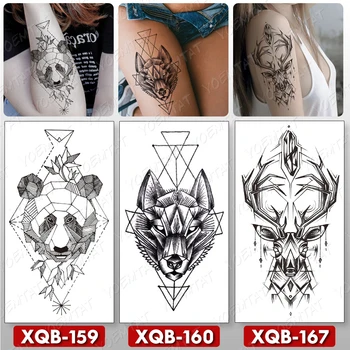 3 gab./daudz Ūdensnecaurlaidīgus Pagaidu Tetovējumu Uzlīmes Pulkstenis Acis Vilks Flash Tetovējumiem Lauva Kompass Body Art Roku Viltus Tetovējums Sievietes Vīrieši