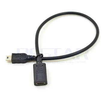 25CM USB Type-c uz Mini USB Kabelis 2.0 Mini 5pin-B Vīriešu USB 3.1 USB-C sieviešu Pārveidotāja Adapteris Datu Uzlādes Kabelis