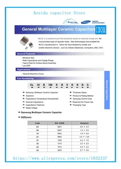 200PCS/DAUDZ 0402/1005 0.5 PF-10UF SMD Chip Keramikas kondensators Pilna sērijas kapacitātes vērtība MLCC 10PF 100PF 1NF 100NF 10NF