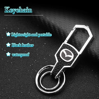 Auto Keychain 3D Metāla Ādas Keyrings Modes Automašīnu, Logotipu, Emblēmu Keyring Par Mazda ATENZA Axela 5 6 323 626 RX8 7 MX3 MX5 CX5 CX3