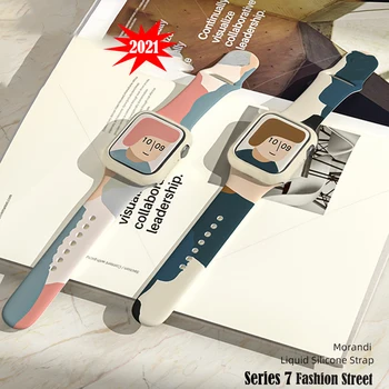Iespiests Siksnu Apple Skatīties joslas 44mm 40mm 45mm 41mm 38mm 42mm Smartwatch watchband silikona Aproce iWatch Series 7 5 6 SE