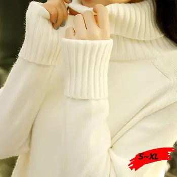 Lielgabarīta džemperis pamata adīt augstu uzrullētu apkakli džemperis sieviešu džemperis ar augstu elastību korejas sarkanā melna balta augstu uzrullētu apkakli ziemas džemperis